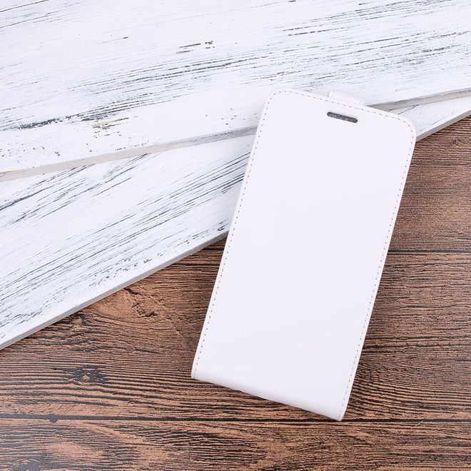Étui LG V30 - Étui à rabat en cuir - Format vertical - avec emplacement pour carte de visite - Blanc