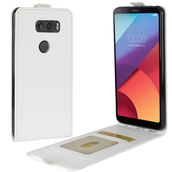 Étui LG V30 - Étui à rabat en cuir - Format vertical - avec emplacement pour carte de visite - Blanc