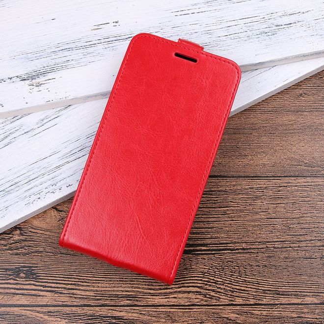 Étui LG V30 - Étui à rabat en cuir - Format vertical - avec emplacement pour carte de visite - Rouge