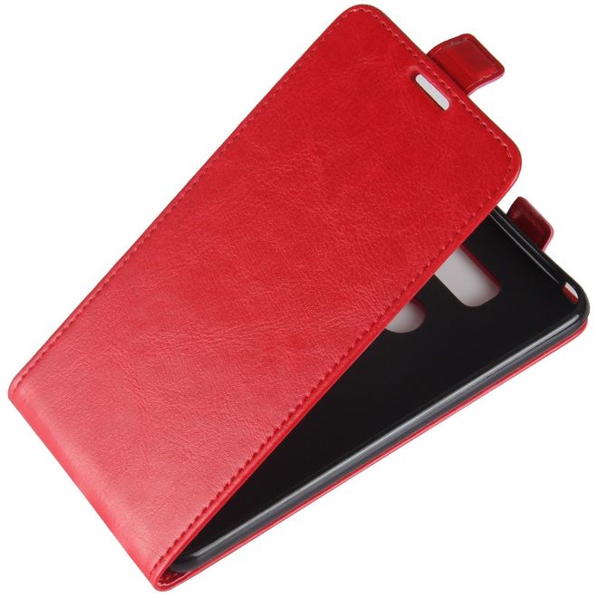 Étui LG V30 - Étui à rabat en cuir - Format vertical - avec emplacement pour carte de visite - Rouge