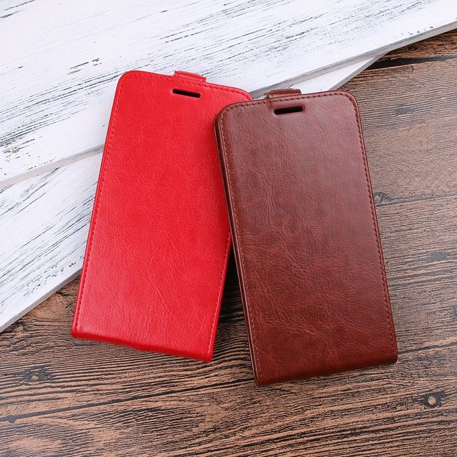 Étui LG V30 - Étui à rabat en cuir - Format vertical - avec emplacement pour carte de visite - Rouge