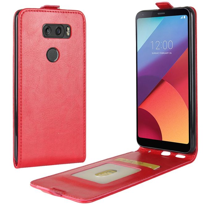 Étui LG V30 - Étui à rabat en cuir - Format vertical - avec emplacement pour carte de visite - Rouge