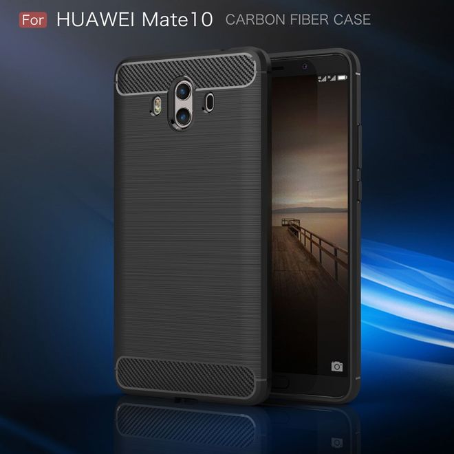 Huawei Mate 10 Hülle - SoftTPU Softcase - robust - mit Carbon Muster - schwarz