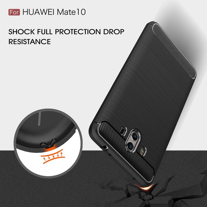 Huawei Mate 10 Hülle - SoftTPU Softcase - robust - mit Carbon Muster - schwarz