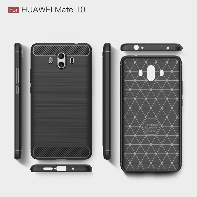 Huawei Mate 10 Hülle - SoftTPU Softcase - robust - mit Carbon Muster - schwarz