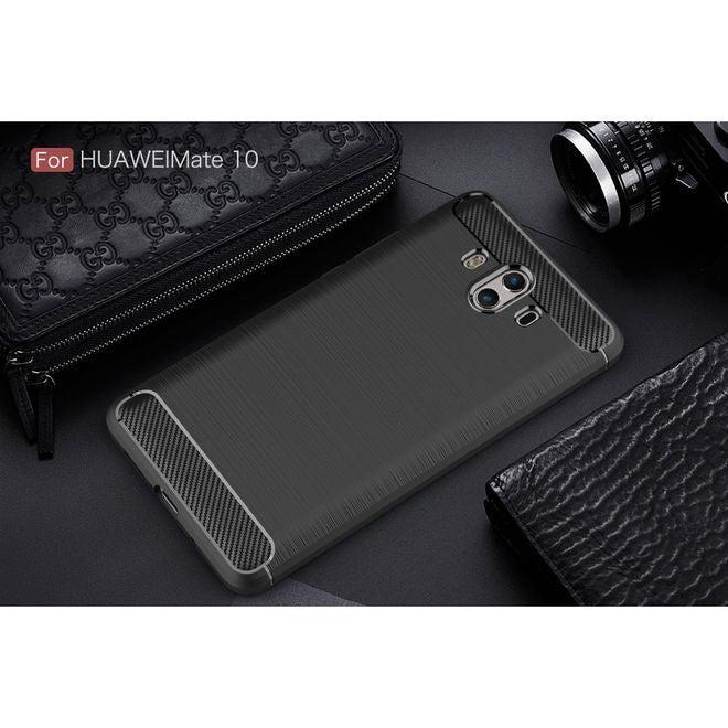 Huawei Mate 10 Hülle - SoftTPU Softcase - robust - mit Carbon Muster - schwarz