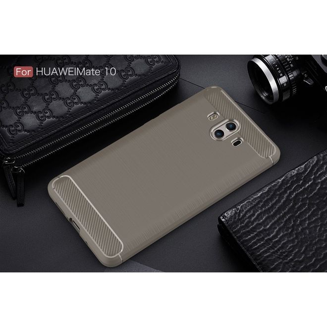 Huawei Mate 10 Hülle - SoftTPU Softcase - robust - mit Carbon Muster - grau