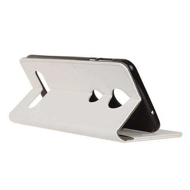Motorola Moto Z2 Force Leder Hülle - Case mit Standfunktion - weiss