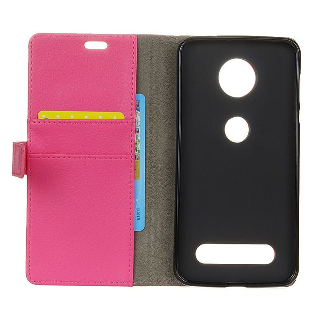 Motorola Moto Z2 Force Leder Hülle - Case mit Standfunktion - rosa
