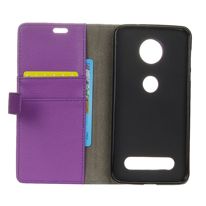 Motorola Moto Z2 Force Leder Hülle - Case mit Standfunktion - purpur