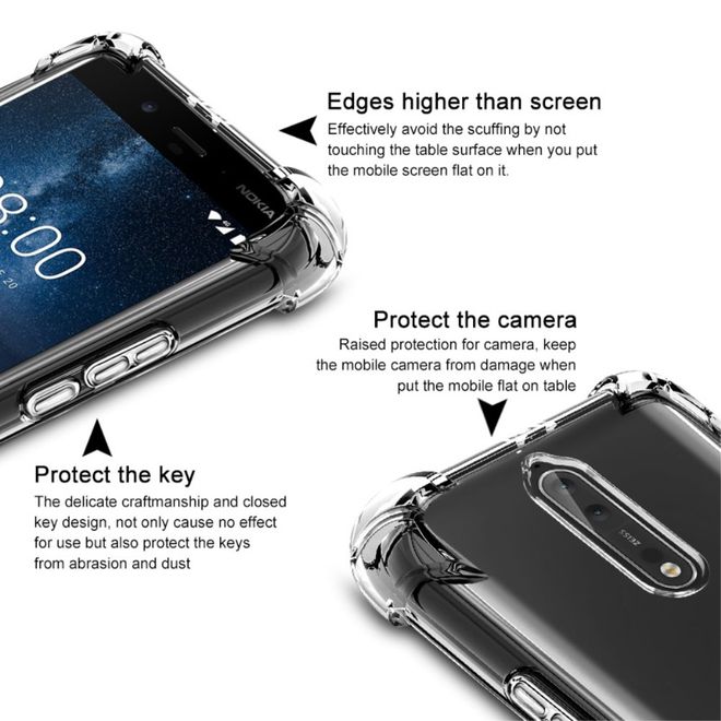 Imak - Nokia 8 Hülle - Anti-Shock Case aus TPU Plastik - inkl. Schutzfolie - transparent
