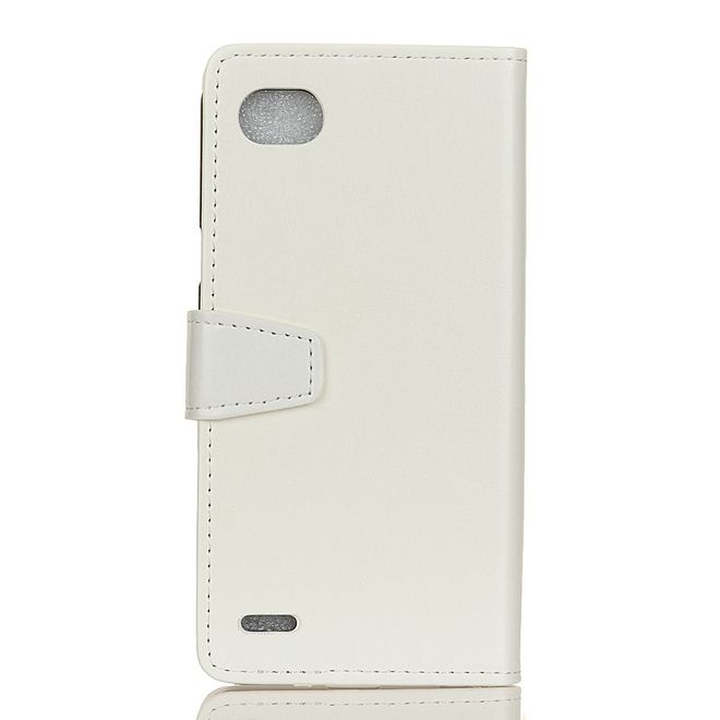 LG Q6 / Q6 Plus Hülle - Crazy Horse Leder Bookcover - mit Standfunktion - weiss