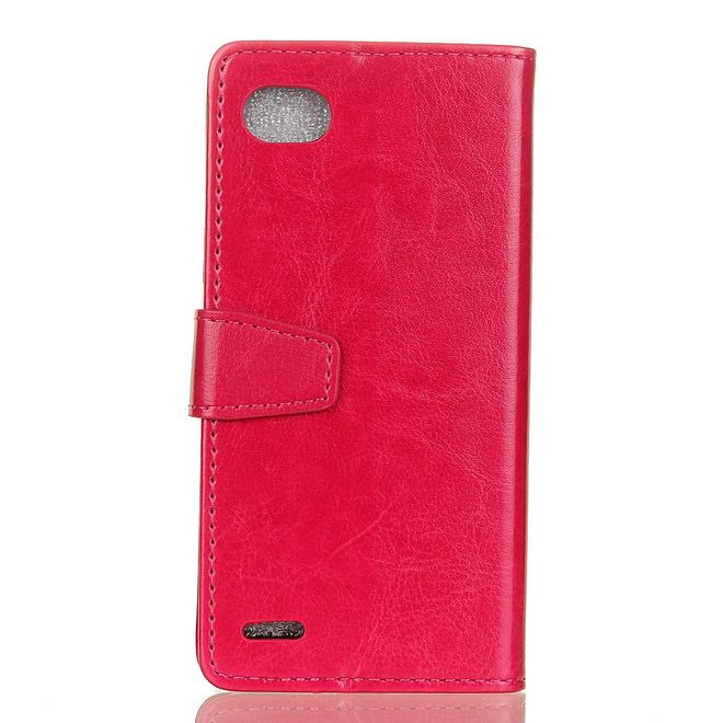 LG Q6 / Q6 Plus Hülle - Crazy Horse Leder Bookcover - mit Standfunktion - rosa