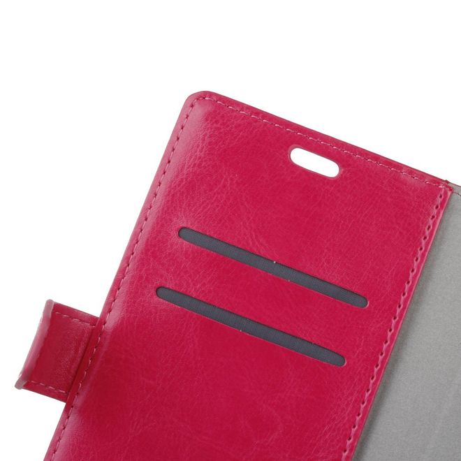 LG Q6 / Q6 Plus Hülle - Crazy Horse Leder Bookcover - mit Standfunktion - rosa