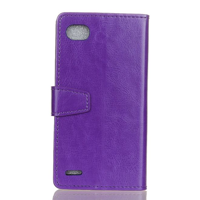 LG Q6 / Q6 Plus Hülle - Crazy Horse Leder Bookcover - mit Standfunktion - purpur