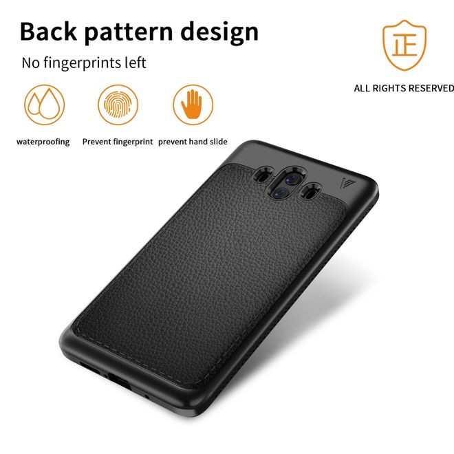 Ivso - Huawei Mate 10 Hülle - TPU Soft Case und Kunstleder - Gentry Series - schwarz