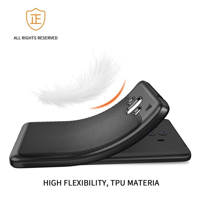 Ivso - Huawei Mate 10 Hülle - TPU Soft Case und Kunstleder - Gentry Series - schwarz