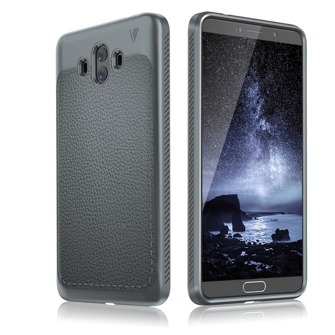 Ivso - Huawei Mate 10 Hülle - TPU Soft Case und Kunstleder - Gentry Series - grau