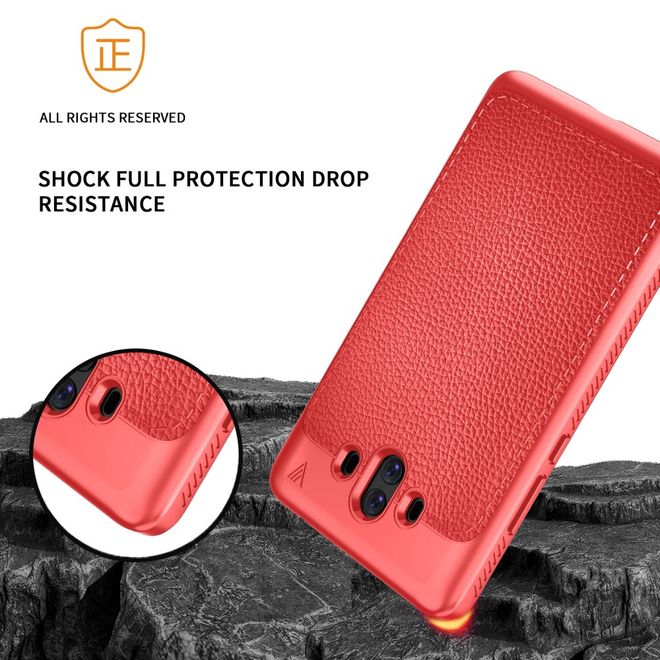 Ivso - Huawei Mate 10 Hülle - TPU Soft Case und Kunstleder - Gentry Series - rot