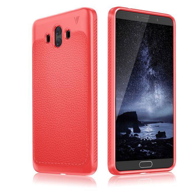 Ivso - Huawei Mate 10 Hülle - TPU Soft Case und Kunstleder - Gentry Series - rot