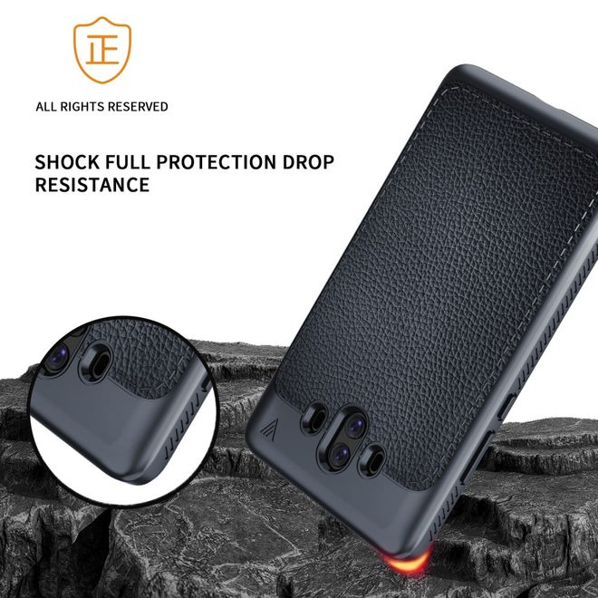 Ivso - Huawei Mate 10 Hülle - TPU Soft Case und Kunstleder - Gentry Series - dunkelblau