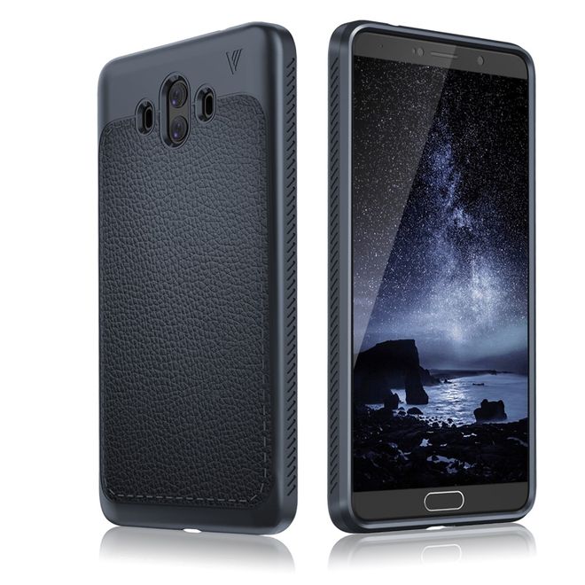 Ivso - Huawei Mate 10 Hülle - TPU Soft Case und Kunstleder - Gentry Series - dunkelblau