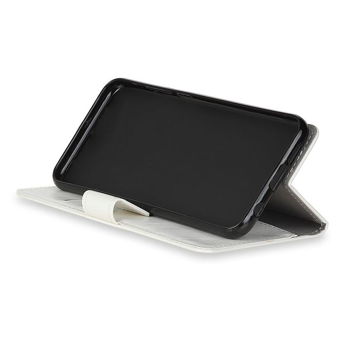 Huawei Mate 10 Hülle - Crazy Horse Bookcover aus Leder - magnetischer Verschluss - weiss