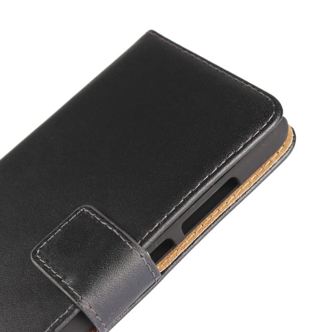 Huawei P10 Lite Hülle - Case aus echtem Spaltleder - mit Standfunktion - schwarz