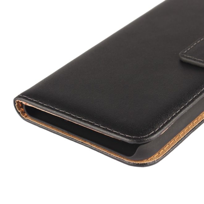 Huawei P10 Lite Hülle - Case aus echtem Spaltleder - mit Standfunktion - schwarz