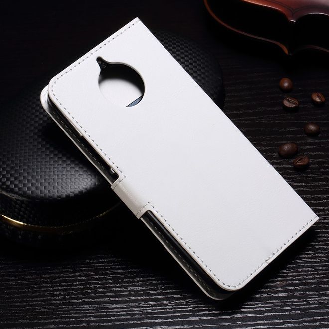 Motorola Moto G5S Hülle - Crazy Horse Leder Case - mit Standfunktion - weiss