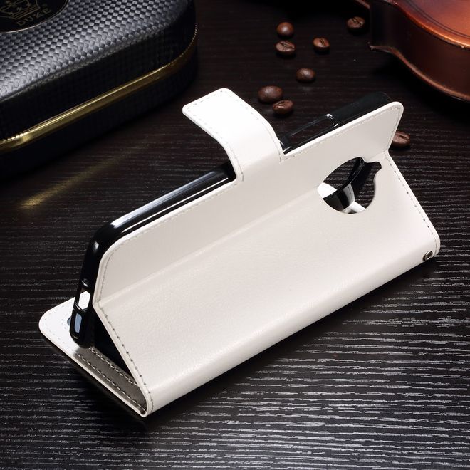 Motorola Moto G5S Hülle - Crazy Horse Leder Case - mit Standfunktion - weiss