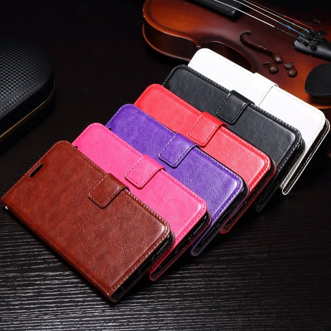 Motorola Moto G5S Hülle - Crazy Horse Leder Case - mit Standfunktion - weiss