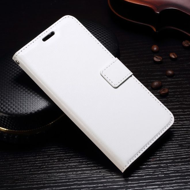 Motorola Moto G5S Hülle - Crazy Horse Leder Case - mit Standfunktion - weiss