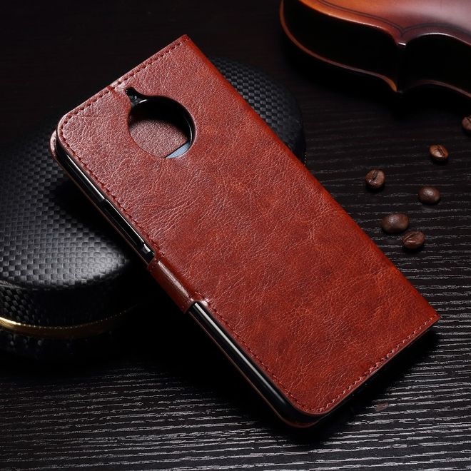 Motorola Moto G5S Hülle - Crazy Horse Leder Case - mit Standfunktion - braun