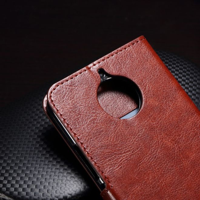 Motorola Moto G5S Hülle - Crazy Horse Leder Case - mit Standfunktion - braun