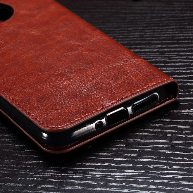 Motorola Moto G5S Hülle - Crazy Horse Leder Case - mit Standfunktion - braun