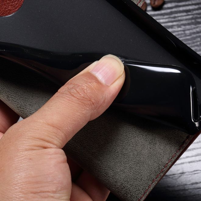 Motorola Moto G5S Hülle - Crazy Horse Leder Case - mit Standfunktion - braun