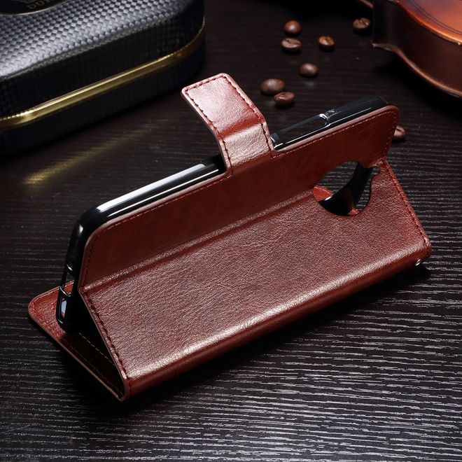 Motorola Moto G5S Hülle - Crazy Horse Leder Case - mit Standfunktion - braun