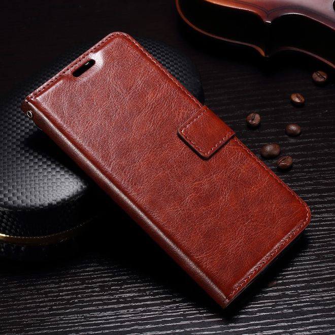 Motorola Moto G5S Hülle - Crazy Horse Leder Case - mit Standfunktion - braun
