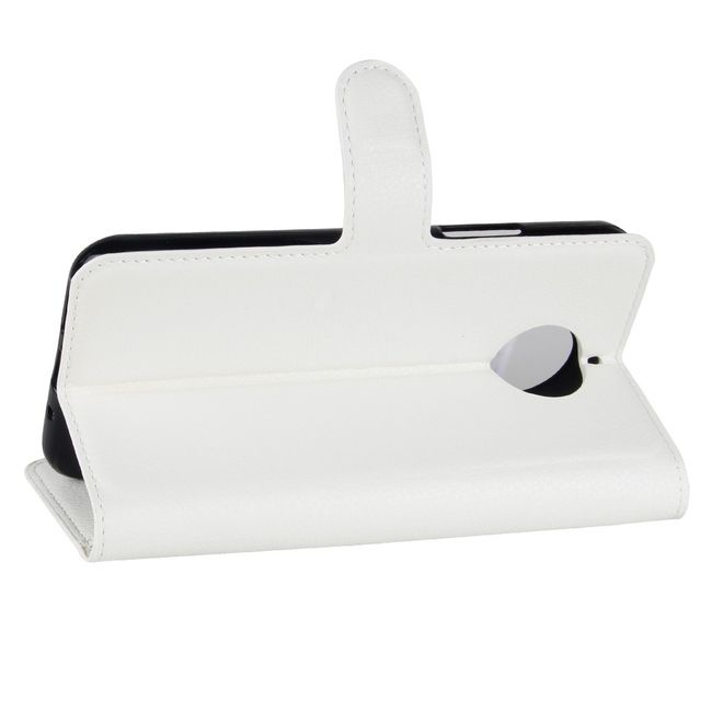 Motorola Moto G5S Hülle - Case aus Leder - mit Litchitextur und Standfunktion - weiss