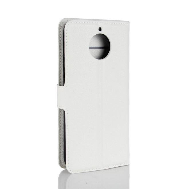 Motorola Moto G5S Hülle - Case aus Leder - mit Litchitextur und Standfunktion - weiss