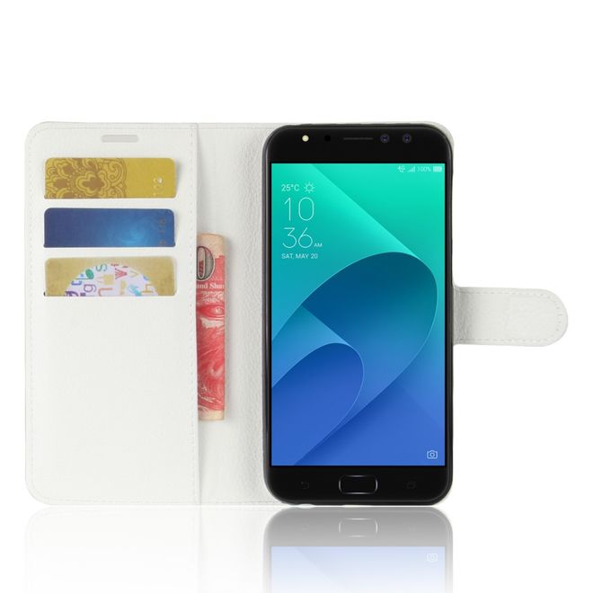 Asus Zenfone 4 Selfie Pro (ZD552KL) Hülle - Case aus Leder - mit Litchitextur und Standfunktion - weiss