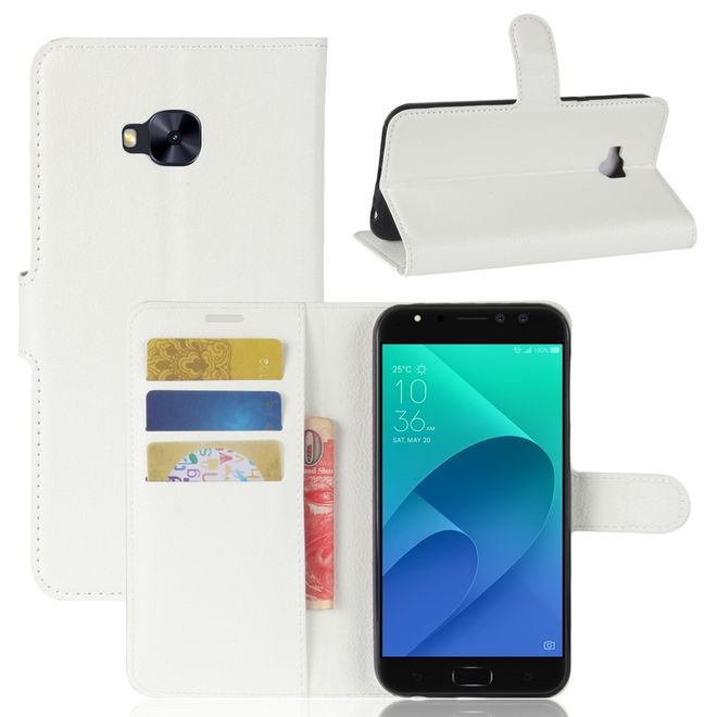 Asus Zenfone 4 Selfie Pro (ZD552KL) Hülle - Case aus Leder - mit Litchitextur und Standfunktion - weiss