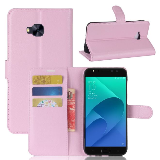 Asus Zenfone 4 Selfie Pro (ZD552KL) Hülle - Case aus Leder - mit Litchitextur und Standfunktion - pink