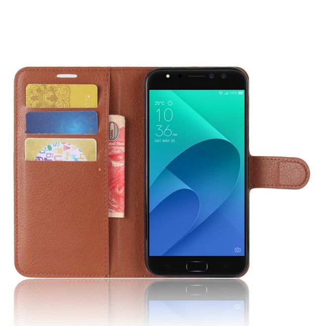 Asus Zenfone 4 Selfie Pro (ZD552KL) Hülle - Case aus Leder - mit Litchitextur und Standfunktion - braun