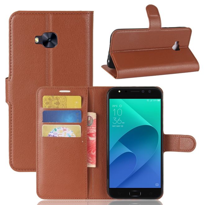 Asus Zenfone 4 Selfie Pro (ZD552KL) Hülle - Case aus Leder - mit Litchitextur und Standfunktion - braun