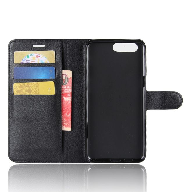 Asus Zenfone 4 (ZE554KL) Hülle - Case aus Leder - mit Litchitextur und Standfunktion - schwarz