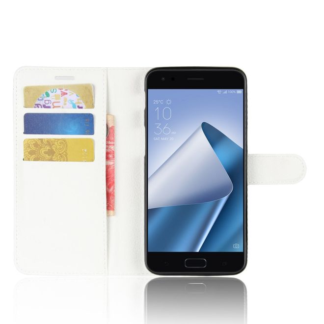 Asus Zenfone 4 (ZE554KL) Hülle - Case aus Leder - mit Litchitextur und Standfunktion - weiss