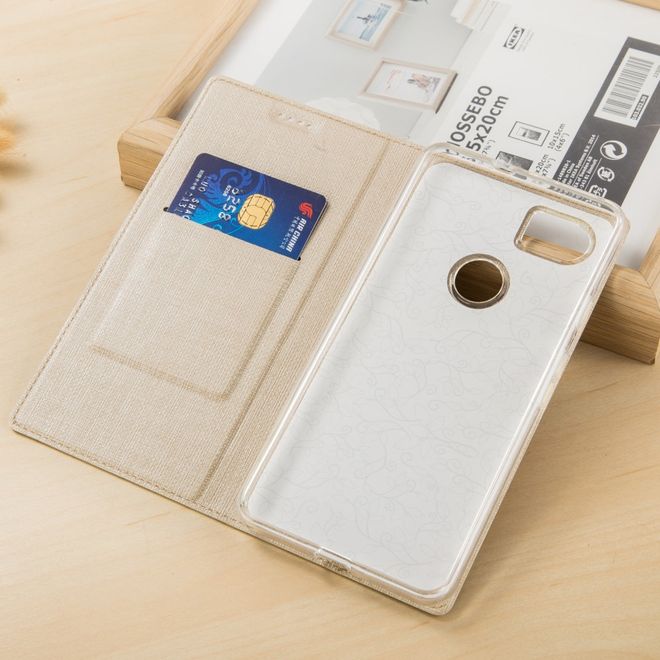 Vili Dmx - Google Pixel 2 XL Handyhülle - Case aus Leder - mit Kreuzmuster - beige