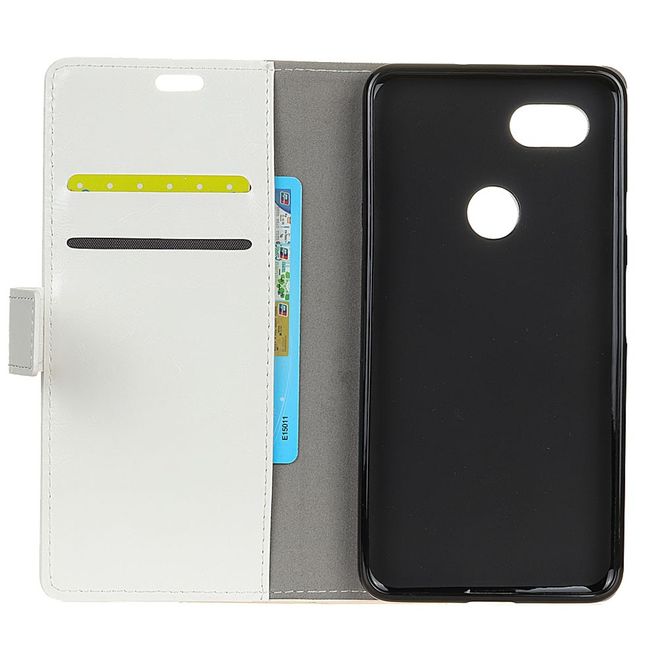 Google Pixel 2 XL Hülle - Crazy Horse Handy Bookcover - mit Standfunktion - weiss